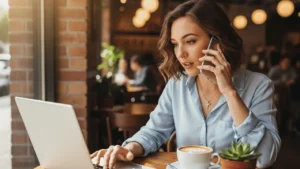 Mulher analisando ferramentas administrativas