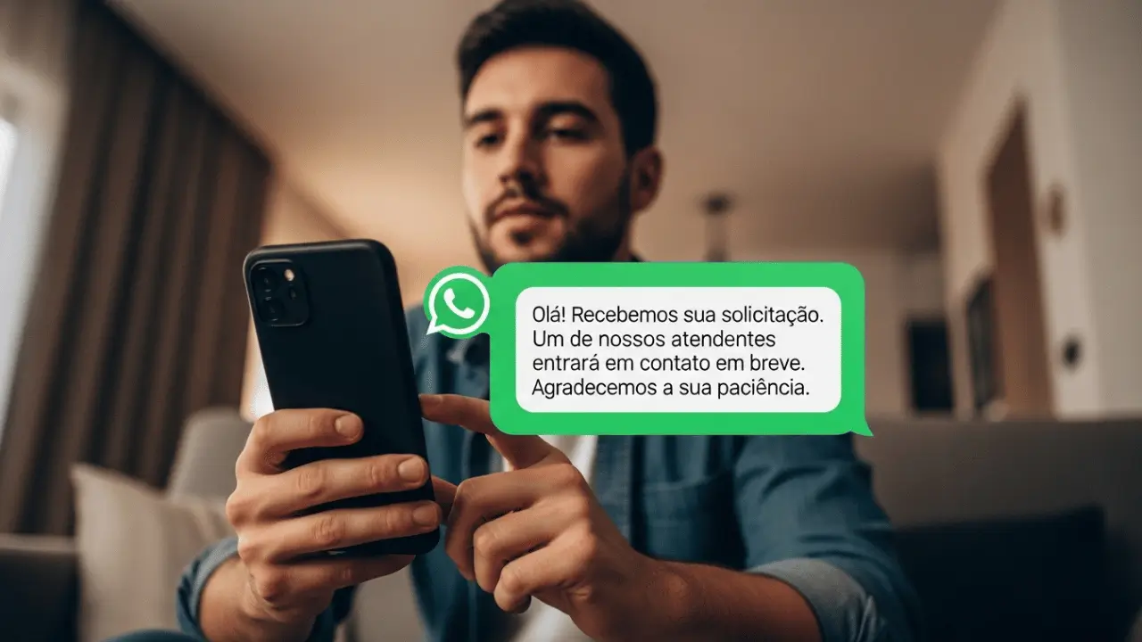 Homem falando ao whatsapp em um celular