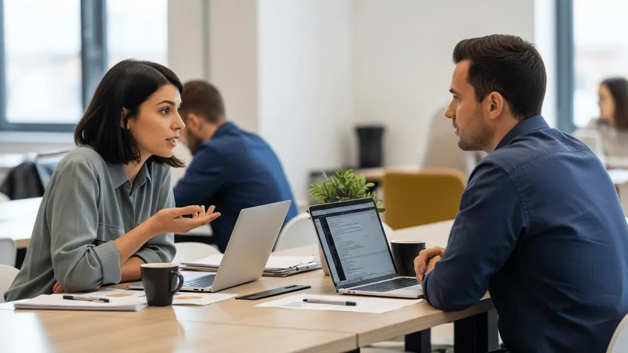 Homem e mulher conversando