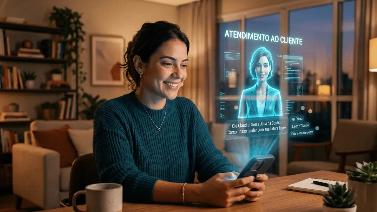 img a ia agentica plataforma integrada l5 networks Mulher falando com IA