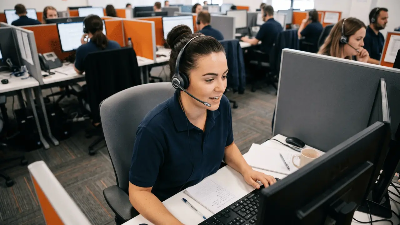 mulher em call center