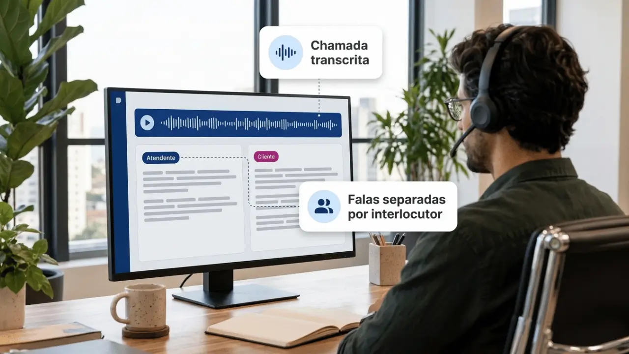 img a transcricao automatica de chamadas l5 networks Homem com transcrição de chamadas